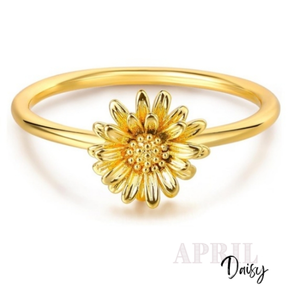 Birth Flower 14K Gold Plated Ring Zodiac Astrology Birthday Stacker Dainty NEW 7 - Picture 7 of 16